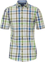 Redmond regular fit overhemd - korte mouw - chambray - blauw geruit - Strijkvriendelijk - Boordmaat: 39/40