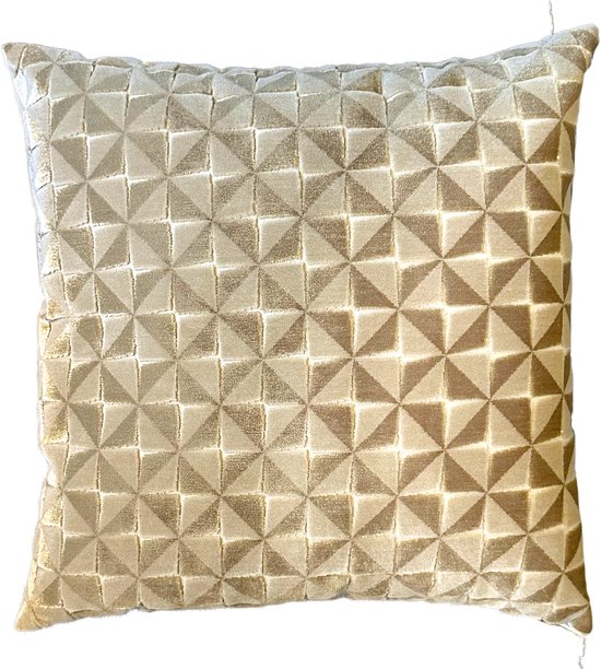 Sierkussen - beige - grafisch patroon - 45x45 - 100% polyester - effen - De Prinsenhof - binnen kussen - comfort