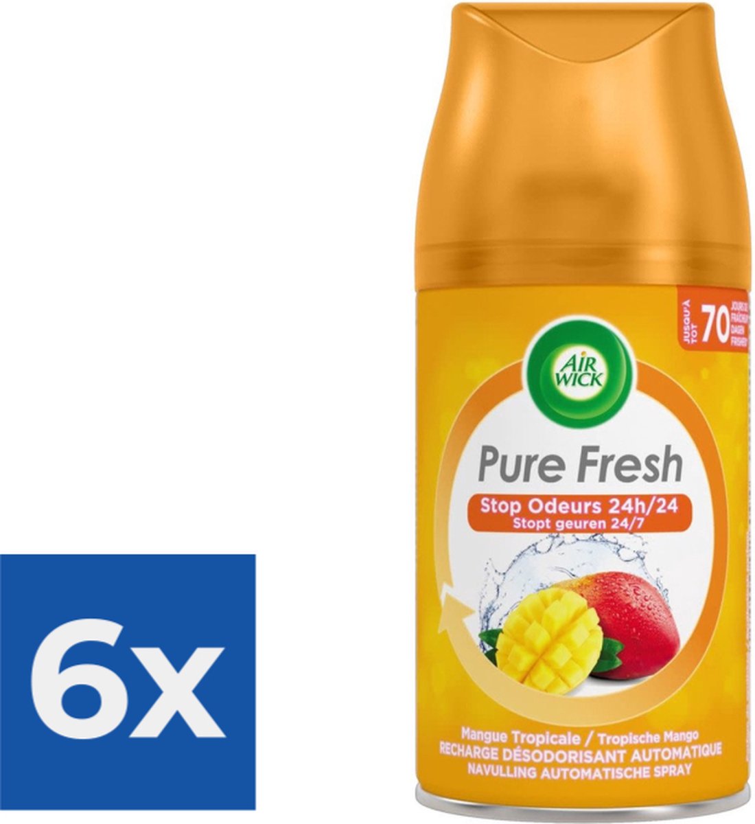 Goedkoopste Air Wick - Luchtverfrisser - Navulling - Tropische Mango - 250ml x 6