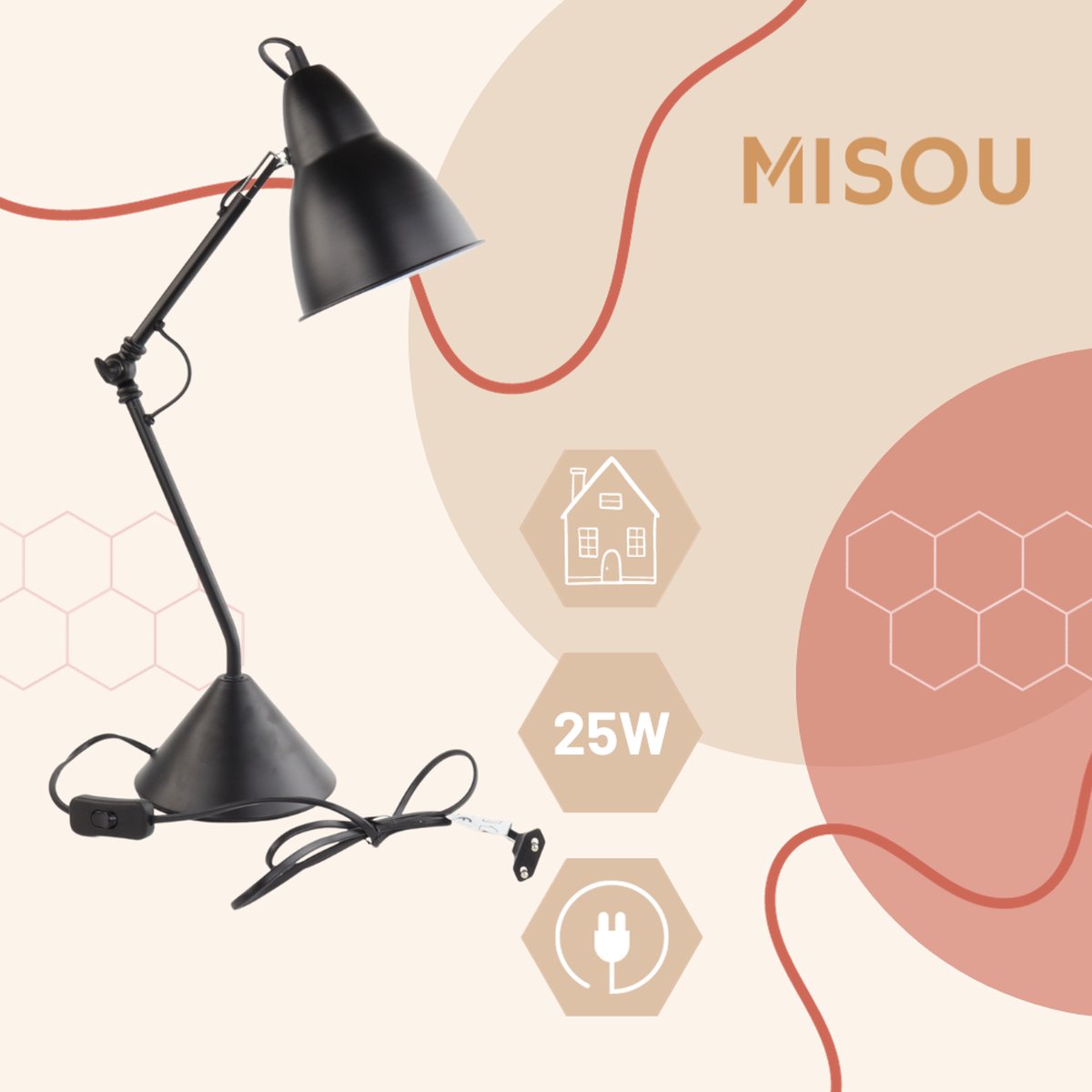 Lampe de Bureau Orange85 - Zwart - Ajustable - Métal - Rétro