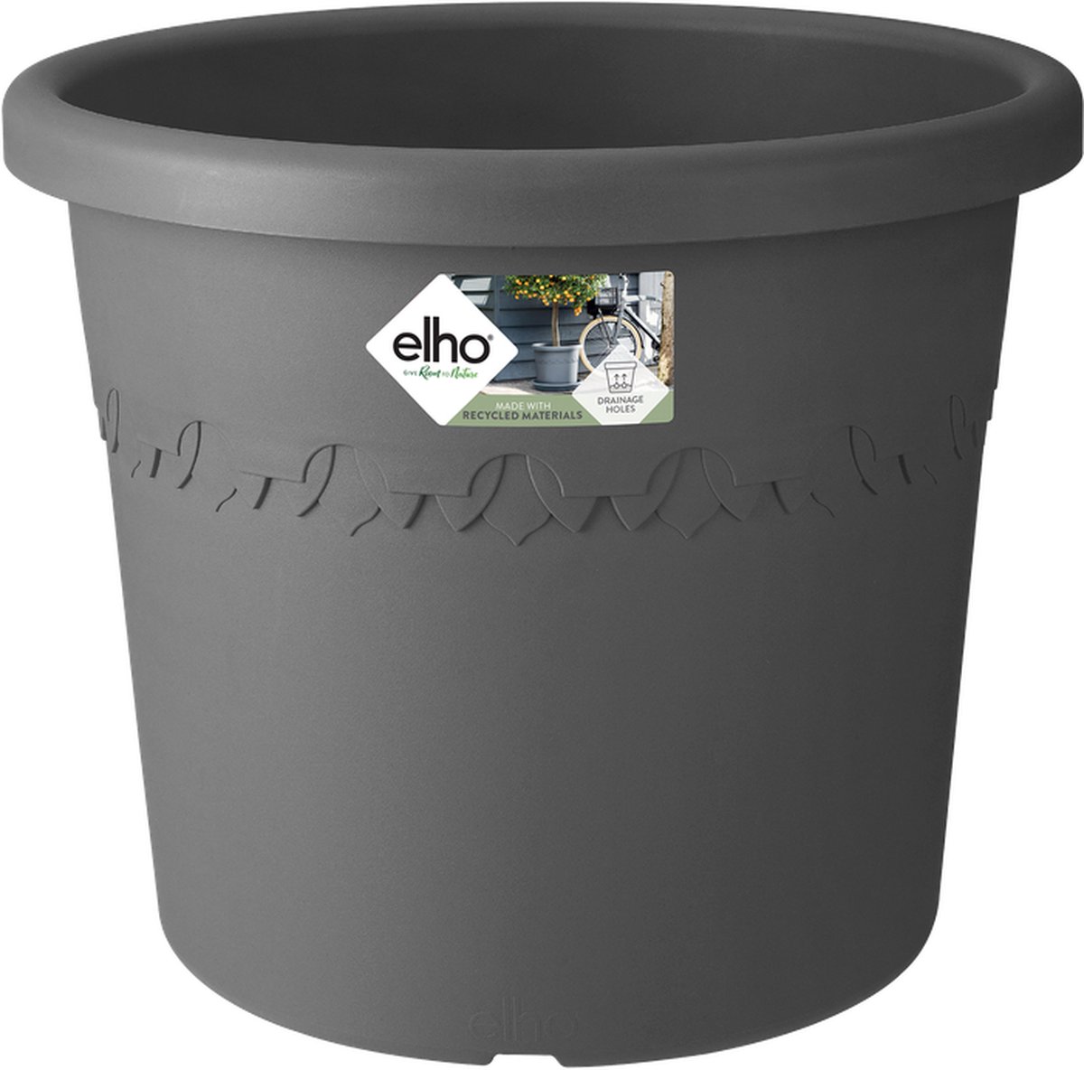 Elho Algarve Cilindro 30 - Bloempot voor Buiten - 100% Gerecycled Plastic - Ø 29.2 x H 24.6 cm