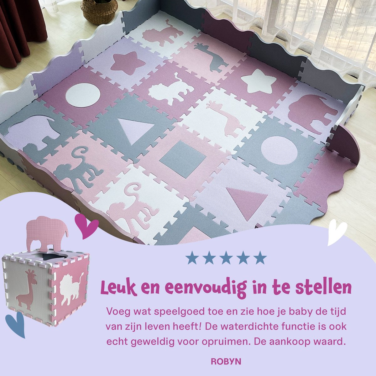 Bellettini® Speelmat voor Baby - Speelgoed 1 jaar - 36 Delige Puzzelmat - Kruipmat - Foam Tegels — afbeelding 9