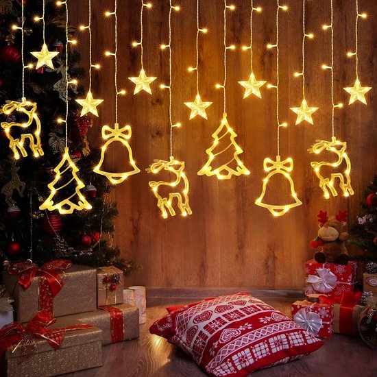 Rideau lumineux blanc chaud 138 LED, lumières de Noël, extérieur, étoiles  et motifs de... | bol