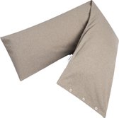 Yumeko kussensloop zijslaper velvet flanel stone bruin 37x160 - Biologisch & ecologisch - 1 stuk