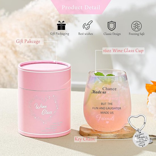 Cadeau d'adieu Verres à vin pour collègue Cadeau pour Nieuwe collègue Changement d'emploi Nouvel emploi Bonne Succes Cadeaux personnalisés pour meilleurs amis Femmes Hommes Verre à vin 480 ml