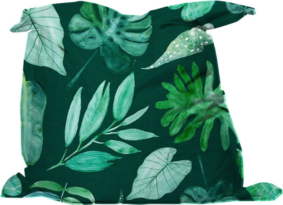 Love This Art LoveThisArt Zitzak Leaves on green linnen Large 135x175 cm