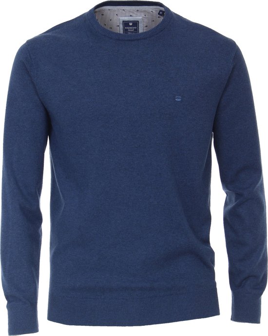 Redmond heren trui katoen - O-hals - blauw - Maat: 4XL