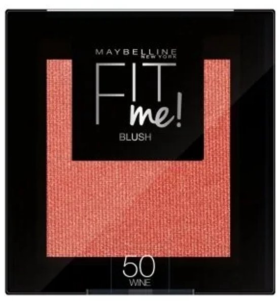 Maybelline Fit Me Blush 50 Wine, een koraalrode blush met fijne glitters.
