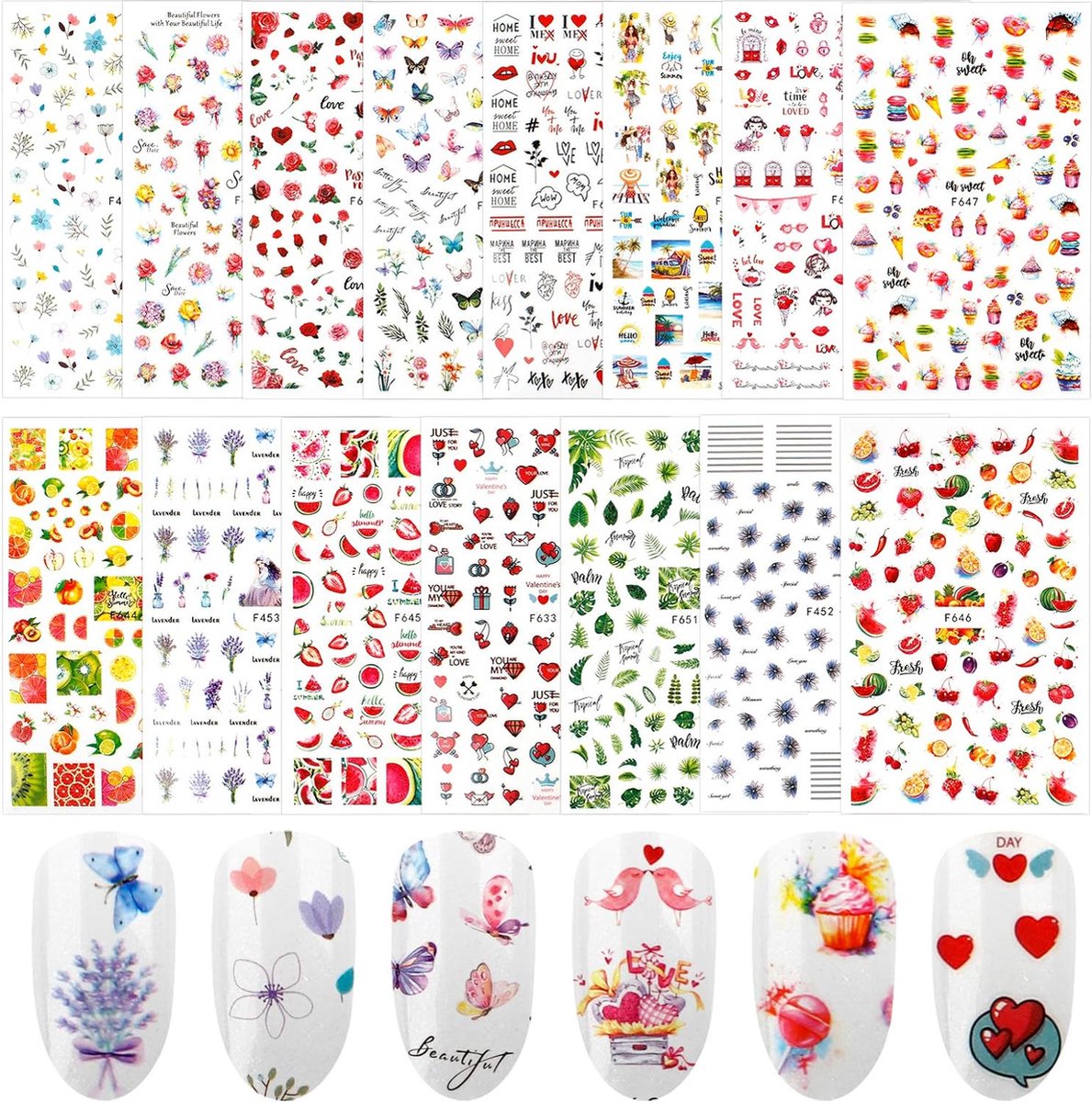 Goedkoopste 1500 Nagelstickers Decals Meisjes Nagelstickers Zelfklevende Nagelsticker Vlinderstickers Nagels voor meisjes Kinderen Vrouwen Nagel kunst Nageldecoraties, 15 vellen