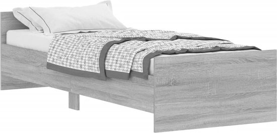 vidaXL - Bedframe - bewerkt - hout - grijs - sonoma - eiken - 75x190 - cm