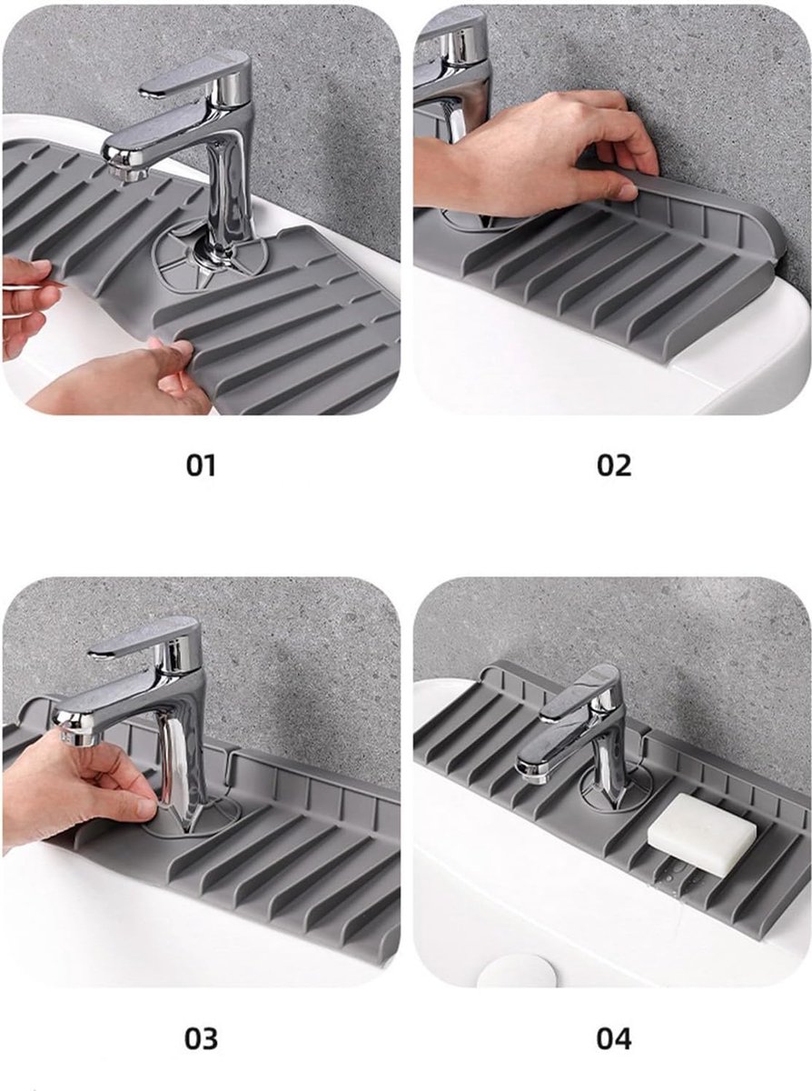 Keukenkraan Lekmat | Spatscherm voor gootsteen, gootsteenafvoer achter kraan | Kraan Water Catcher Mat Tray, gootsteenbeschermers voor keuken, badkamer, bar, gootstenen in boerderijen Limily