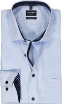 OLYMP modern fit overhemd - mouwlengte 7 - structuur - lichtblauw (contrast) - Strijkvrij - Boordmaat: 40