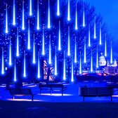 Meteor Douche Verlichting 50 cm 8 Spiraalbuizen 480 LED Waterdichte Icicle Lights Regendruppel Feeënverlichting voor Kerstfeest Tuin Buiten Binnen Decoratie (Blauw)