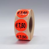 “€7,50" Prijs Stickers op rol 35mm rood - 1000ex.
