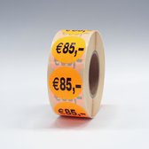 “€85" Prijs Stickers op rol 35mm oranje - 1000ex.
