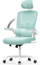 Chaise de bureau ergonomique - Fauteuil - avec accoudoir rabattable à 90° - Support lombaire adaptatif - Hauteur réglable Vert