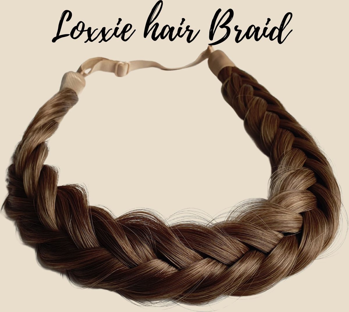 Loxxie® haarband met vlecht haar extensions braid verstelbaar universele pasvorm Licht bruin met goudblond