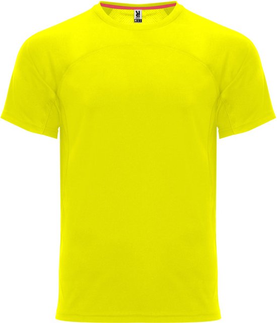 Fluor Geel unisex snel drogend Premium sportshirt korte mouwen 'Monaco' merk Roly maat 3XL