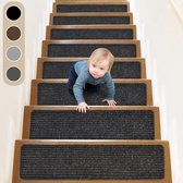 Tapis d'escalier, 76 cm x 20 cm (15 pièces) Revêtement d'escalier antidérapant pour marches en bois, protection d'escalier, tapis d'escalier, intérieur pour enfants, personnes âgées et chiens, noir.