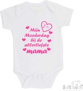 100% katoenen Romper "Mijn 1ste moederdag bij de allerliefste mama" Meisjes Katoen Wit/roze Maat 68/74