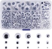 Fako Bijoux® - Wiggle Eyes - Yeux de Hobby autocollants - Yeux de bricolage - Diverse dimensions - 900 pièces