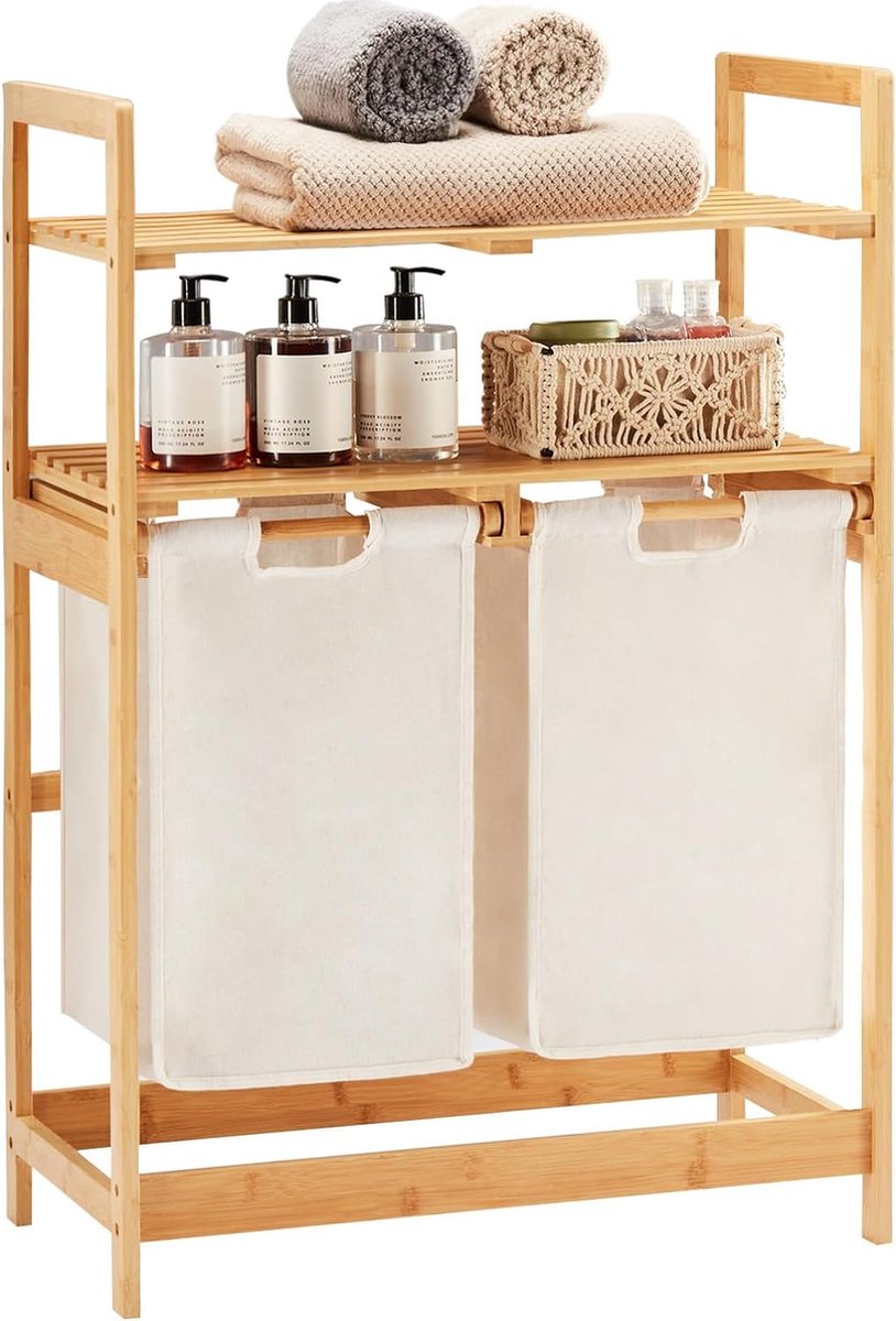IDMarket - 3-in-1 toiletkast met opbergkasten bamboe BEA