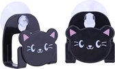 Waledano® Porte-éponge de Cuisine – Porte-éponge de robinet en forme de chat – Support à ventouse – Brosse de nettoyage pour chat noir – 2 pièces
