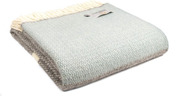 Tweedmill - Wollen plaid - Geweven - Grijs & Lichtblauw