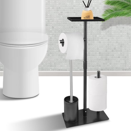 Garniture de WC sur pied Debar avec tablette Noir en acier inoxydable | 71558800 Garniture de WC sur pied Debar avec tablette Noir en acier inoxydable | 71558800
