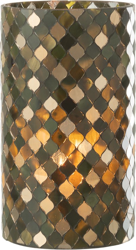 J-Line windlicht Mozaiek Cilinder - glas - groen - extra large