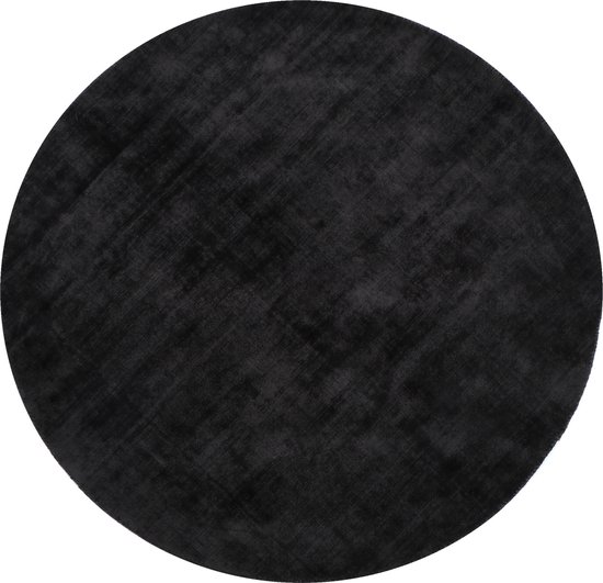 J-Line tapijt Rond Handgemaakt - viscose - zwart