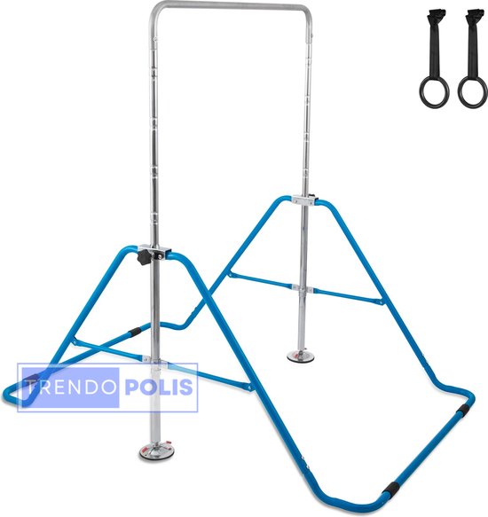 Uitschuifbare gymnastiekrek voor kinderen, in hoogte verstelbaar, opvouwbaar, staal, blauw