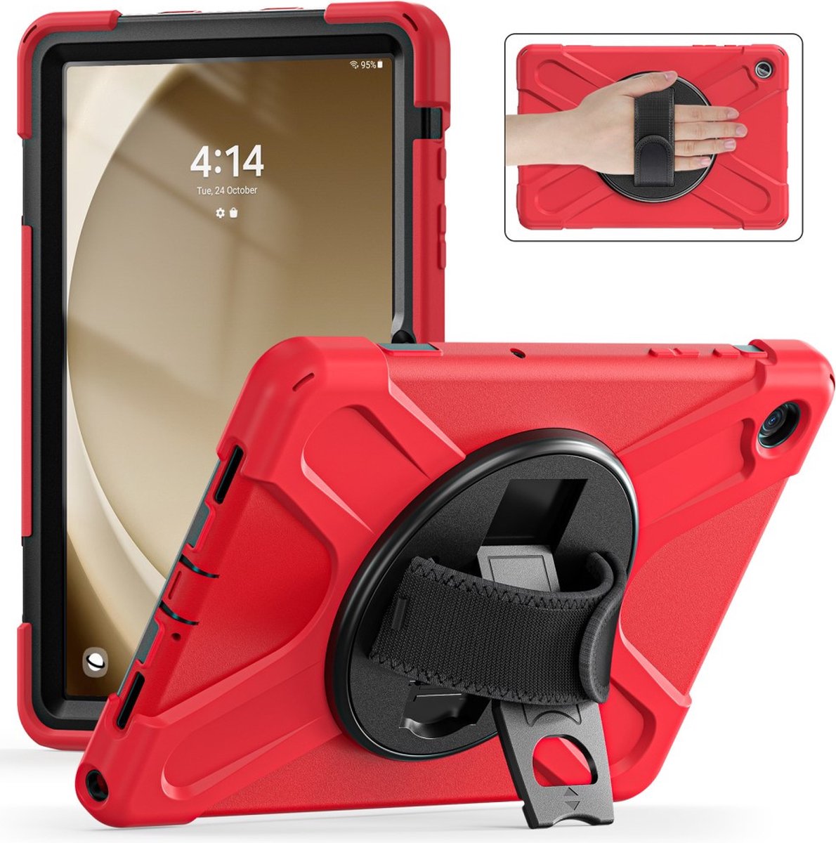 Tablethoes geschikt voor Samsung Galaxy Tab A9 Plus Hoesje - Heavy Duty Case - Rood