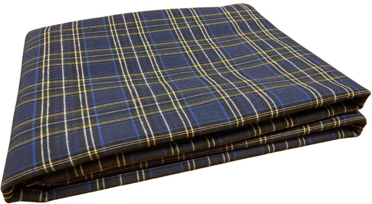 Tafelkleed Windsor blauw 140 x 280 - Schotse ruit - kerst - tartan - traditioneel - vintage (strijkvrij)