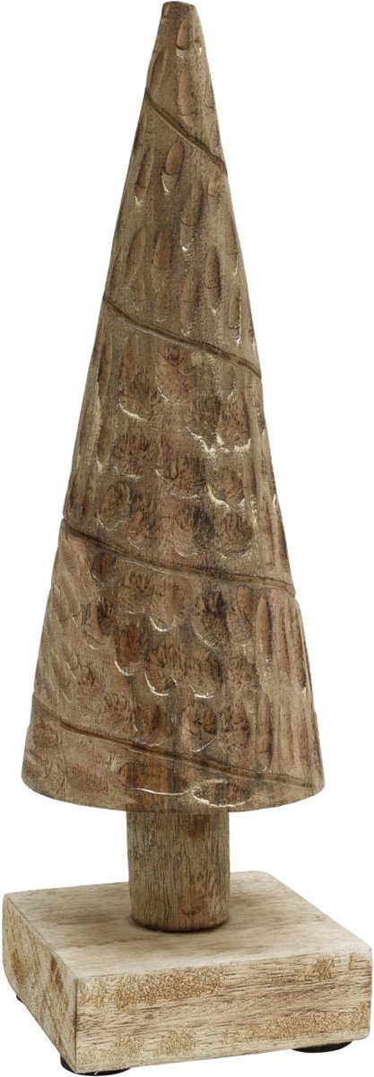PTMD Sterrin Boom Ornament - 10 x 10 x 35 cm - Mangohout - Naturel