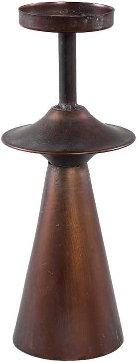 PTMD COLLECTION PTMD Azino Ronde Kandelaar - H25,5 x Ø10 cm - Metaal - Koper