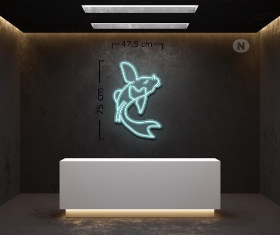 Led Neonbord - Led Neonverlichting - Karper- Ijsblauw - 75cm * 47.7cm