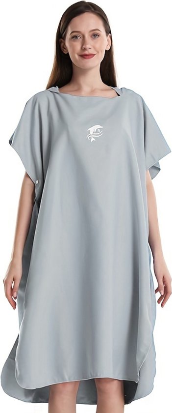 Livano Surf Poncho Pour Adultes - Serviette à Langer - Femme & Homme - Doux - Gris Clair