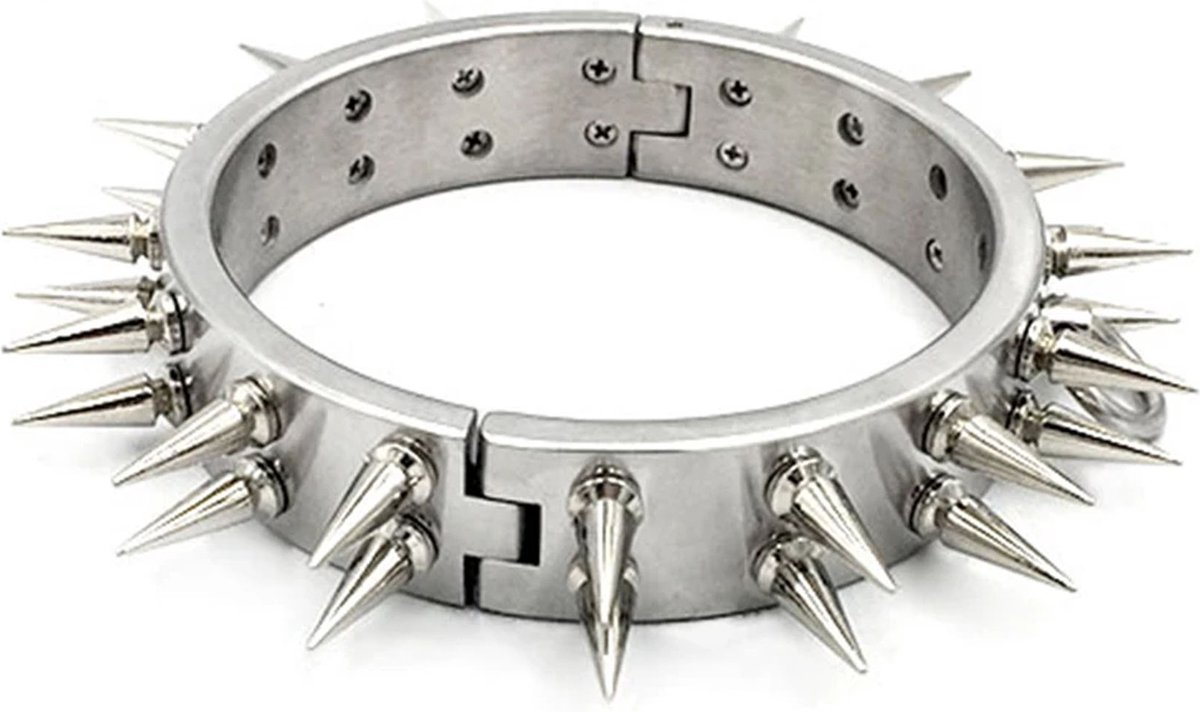 Goedkoopste Heavy BDSM Spike halsband - RVS - Choker - Fetisj - SM - Slave - Zeer goede kwaliteit