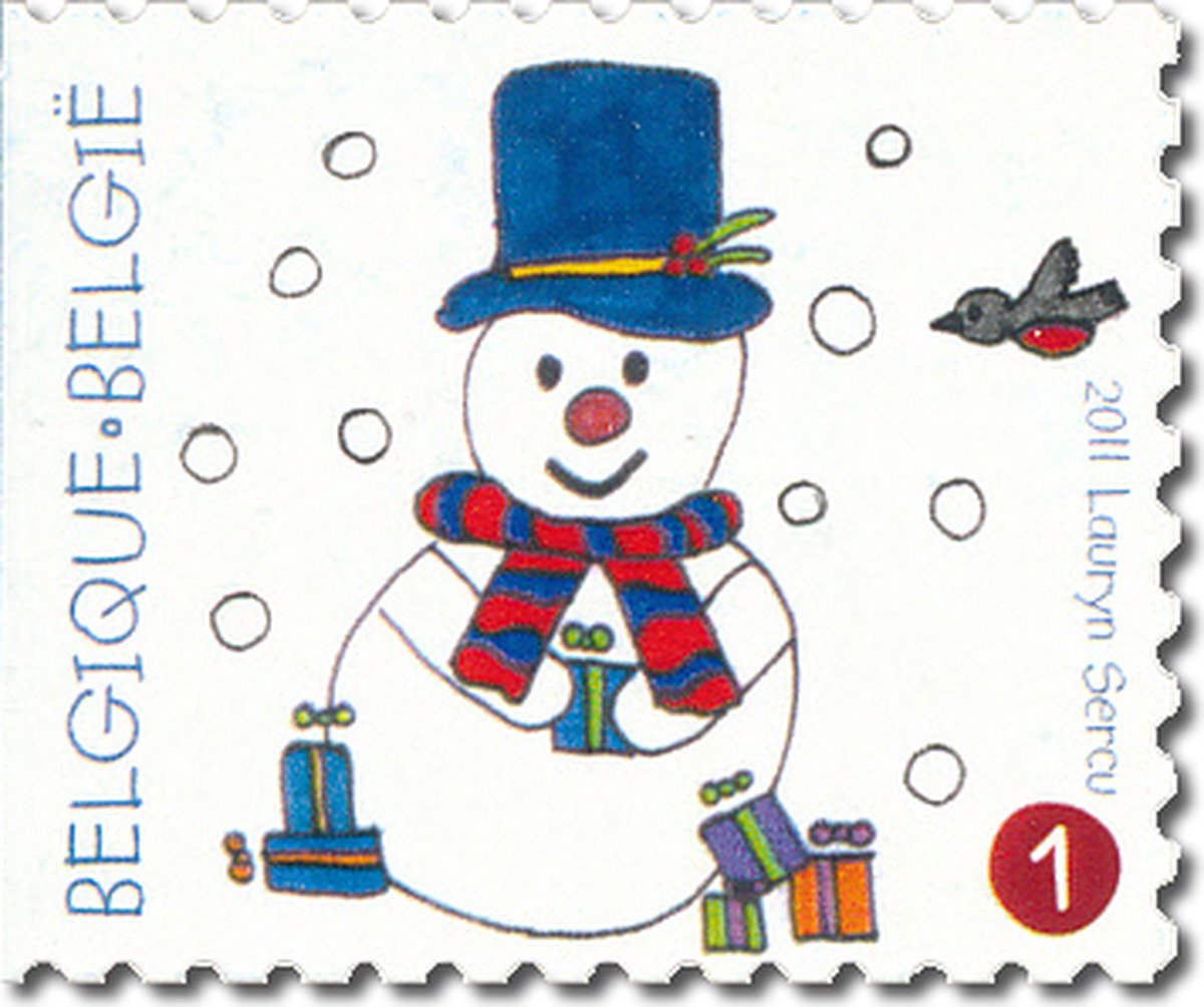 BPost - Kerst BE - 10 postzegels tarief 1 - Verzending België - Sneeuwman - kerstzegels