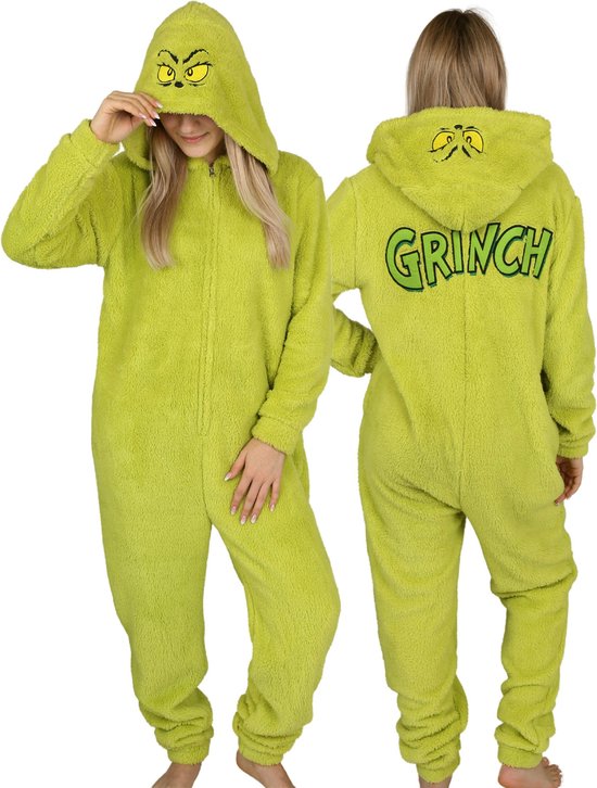Grinch Fleece One Piece Pyjama, Combinaison à capuche pour femmes | bol