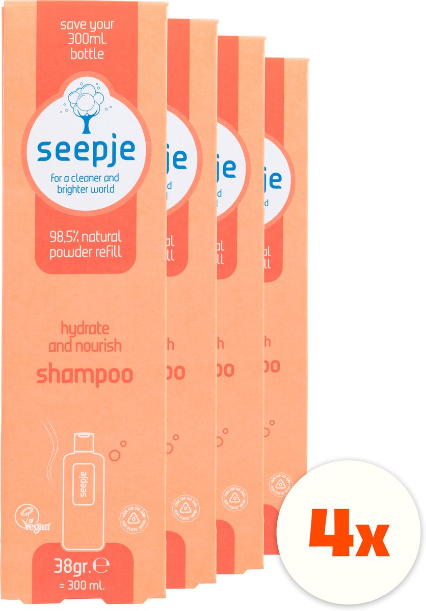 Seepje Shampoo Navulling - Hydrate and Nourish - 4 x 38 gram