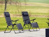 Chaises de jardin lot de 2 noires - OUTFIT - réglables avec oreiller