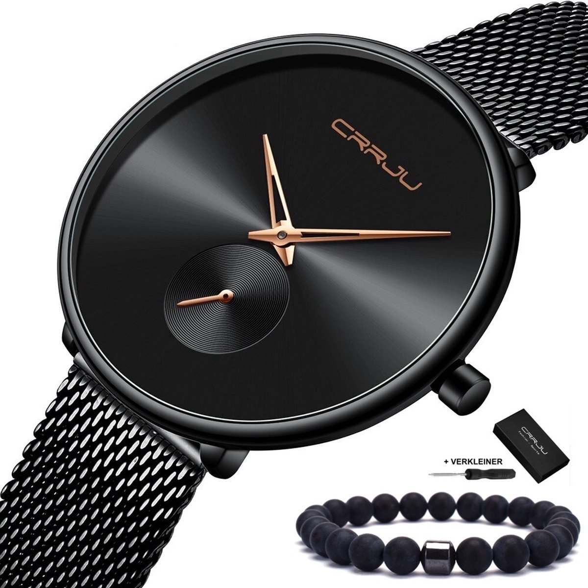 CRRJU® - Horloge Dames - Cadeau voor Vrouw - 40 mm - Zwart