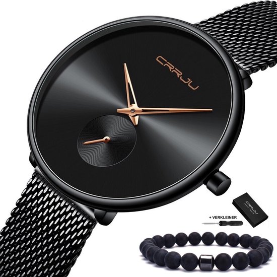 CRRJU® - Horloge Dames - Cadeau voor Vrouw - 40 mm - Zwart