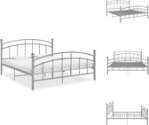 vidaXL Bedframe - metalen - 160x200 cm - grijs - Bed