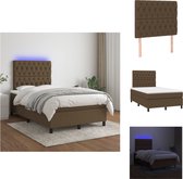 vidaXL Boxspring Dark Brown - 203 x 120 x 118/128 cm - Adjustable Headboard - LED Lights - Pocket Spring Mattress - Skin-friendly Topper - USB Connection - Assembly Guide Included - Bed