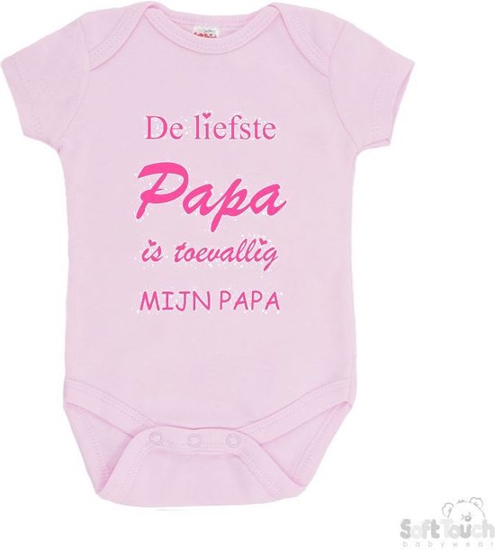 Barboteuse 100% coton "Le papa le plus doux se trouve être mon papa" Garçons Katoen Rose/rose moyen Taille 56/62