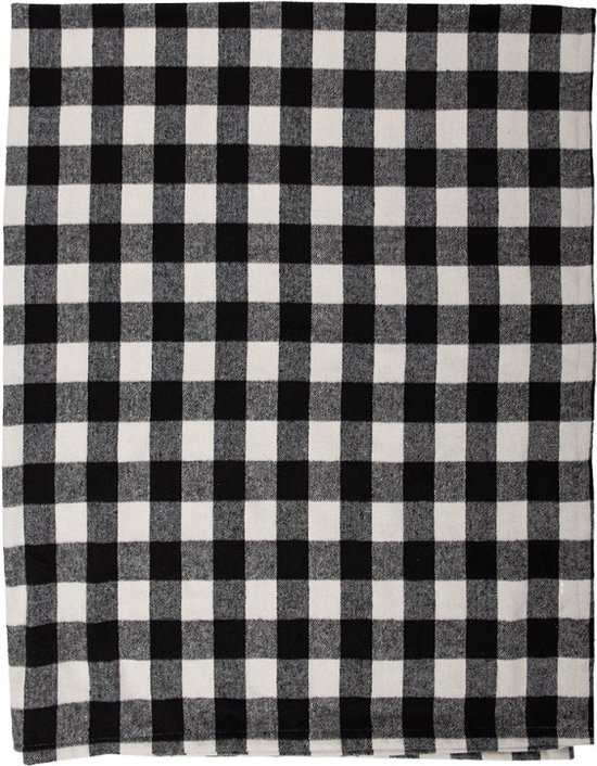 Plaid 130x170 cm Zwart Wit Polyester Deken