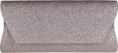 Sac de soirée - Tissu pailleté gris foncé - Taille plus grande - Fermeture aimantée - Chaîne bandoulière - 26x12,5cm